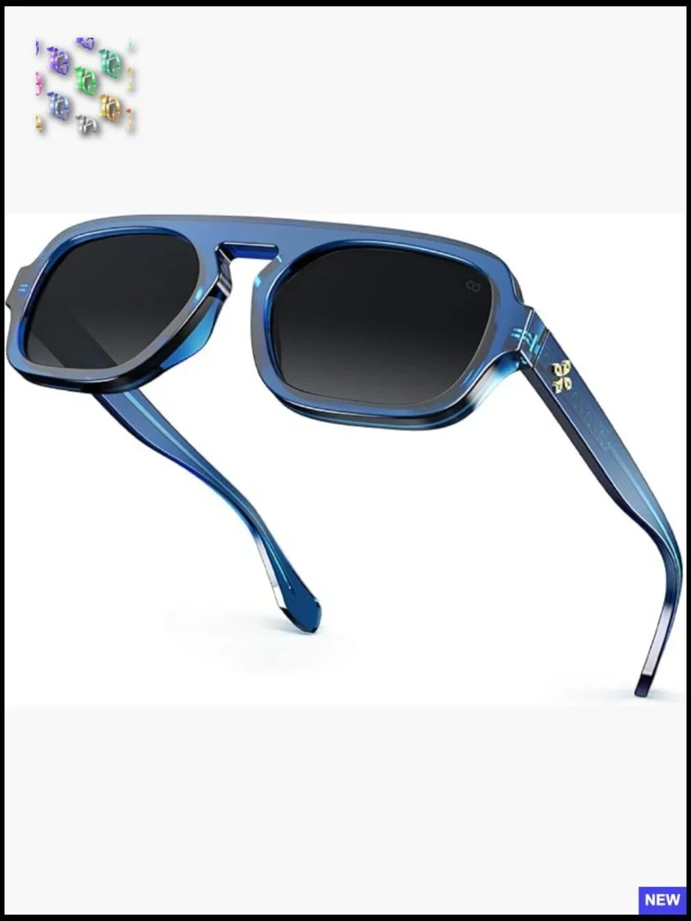 Flat Top Square Retro Sunglasses TR90 Frame UV400 Protection Unisex Large